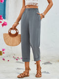 Chicmy-Winter Outfits Women's High Waisted Elastic Casual Grey Pants Seven Point Pants