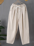 Chicmy-Casual Plain Loose Cotton Pants