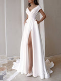 Chicmy-Scallop Hem White Floor Length Formal Ball Gown Dress