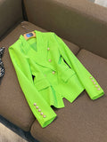 Chicmy-nye outfits women casual outfits 'Leosoxs' Green & Yellow Blazer