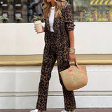 Chicmy-Fashion Leopard Print Women's Two Piece Sets Elegant Lapel Long Sleeve Blazer and Pants Suit New Autumn Casual Commuting Outfits