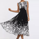 Chicmy-new fashion trend Fashion Butterfly Floral Print Long Elegant O Neck A-Line Party Dress Summer Sleeveless Tank Dresses