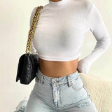 Chicmy-Ribbed Cropped Tops Basics T-shirts Women Full Sleeve O Neck T Shirt Spring Clothes Pullovers Casual Fit Tees Female Clothing