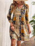 Chicmy- Loose Ethnic Crew Neck Casual Dress