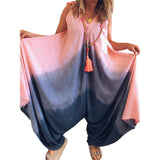 CHICMY- Women Gradient Tie-Dye Sleeveless V-Neck Suspender Jumpsuit Wide Leg Jumpsuit