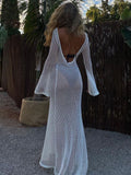 Chicmy-Sheer Crochet Knitted Long Swimsuit Cover Ups Maxi Beach Dress