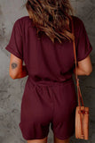 CHICMY- Casual Street Solid Pocket Frenulum V Neck Loose Jumpsuits