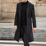 winter outfits men Men's Coat New Color British Men's Long Trench Coat Woolen Coat Men's Woolen Coat