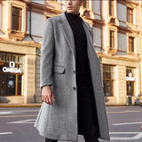 winter outfits men Men's Coat New Color British Men's Long Trench Coat Woolen Coat Men's Woolen Coat