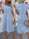 Chicmy- Shirt Collar Casual Buttoned Shirt Dress