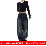 90s streetwear American Retro Street Wide-Leg Pants Design Sense Niche Blue Mopping Pants High Waist Loose High Waist Jeans for Women