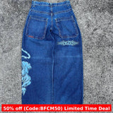 1980s fashion trends E-Commerce Loose Jeans Hip Hop Rock Embroidery Street Retro Harajuku High Waist Wide Leg Jeans