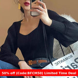 business casual outfits Women's High-Quality Thick French-Style Sweater Top New Retro Lantern Sleeve Slimming Bottoming Sweater