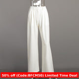 business casual outfits Pure White Trousers for Women 2024 Autumn and Winter High Waist Wide-Leg Pants Elegant Commuter Casual Trousers