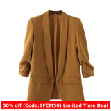 business casual outfits Middle East Long-Sleeved Women's Clothing Autumn and Winter Solid Color Lapel Small Suit Temperament Commuter Jacket