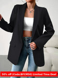 business casual outfits Middle East Long-Sleeved Women's Clothing Autumn and Winter Solid Color Lapel Small Suit Temperament Commuter Jacket