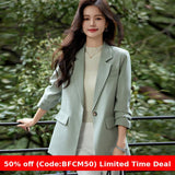 business casual outfits Autumn New Green Casual Suit Jacket Women's Korean-Style Loose Temperament High-Grade Fried Street Suit Jacket