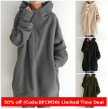 winter outfits men Autumn and Winter New Personalized Street Sweater Zipper Hooded Long Fleece-lined Sweater 