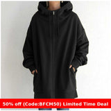 winter outfits men Autumn and Winter New Personalized Street Sweater Zipper Hooded Long Fleece-lined Sweater 