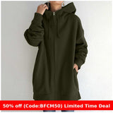 winter outfits men Autumn and Winter New Personalized Street Sweater Zipper Hooded Long Fleece-lined Sweater 