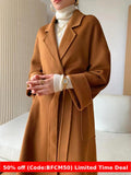 winter outfits men 2024 Double-Sided Woolen Coat Women's M Labbro Water Ripple Bathrobe Belt Cashmere Wool Coat Women's Clothing