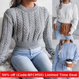 Chicmyshop winter outfits men 2024 Autumn and Winter Twist Waist Knitted Navel Sweater Women's Clothing