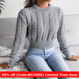 winter outfits men 2024 Autumn and Winter Twist Waist Knitted Navel Sweater Women's Clothing