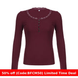 winter outfits men INS Hot Girl Slim-Fit Lace Stitching Fake Two-Piece Breasted Top Wine Red White Autumn and Winter Knitted Long Sleeve