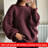 winter outfits men Women's Autumn and Winter Solid Color Sweater Fashion Pullover round Neck Long Sleeve Loose Knitted Top