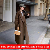 winter outfits men Maillard Mid-Length over-the-Knee Woolen Coat Women's Tall Autumn and Winter Thickened Western Style Suit Woolen Coat