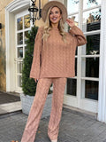 Chicmy-nye outfits Lazy Knit Twist Sweater Two Piece Sets Women O-neck Long Sleeve Jumper Wide Leg High Waist Pants 2025 Autumn All-matching Suits