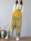 CHICMY- Women's Tribal Vintage Jumpsuit Floral Print Loose Jumpsuit Overall Denim Jumpsuit