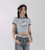 Chicmy-2026 Fall Outfits Christmas Thanksgiving Gift New Year's Eve Outfits nye Outfits RTK (W) No. 3236 SKY BLUE KNIT CROP TOP