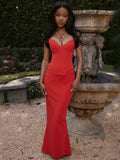 Chicmy Strapless Off-shoulder Sexy Maxi Dress For Women Gown Fashion Elegant With Fishbone Bodycon Night Club Party Dress-Christmas Outfit