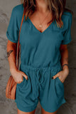 CHICMY- Casual Street Solid Pocket Frenulum V Neck Loose Jumpsuits