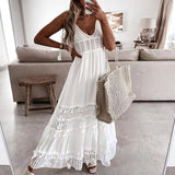 Chicmy-Eyelet Bohemian Crochet Knitted Lace Tassel Fringe Dress