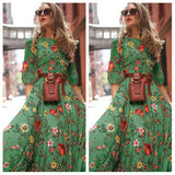 Chicmy-new fashion trend Women's  Fashion Printed Chiffon Vacation Dress