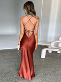 Chicmy Satin Backless Maxi Dress For Women 2022 Autumn New Spaghetti Strap Sleeveless Bodycon Long Dress Vestido Clubwear-Christmas Outfit