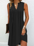 Chicmy- V Neck Casual Plain Loose Dress