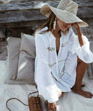 Chicmy-Bohemian Eyelet Casual Beach Dress Coverups Beachwear