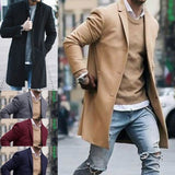 Chicmyshop winter outfits men Autumn and Winter Color Simple Men's Mid-Length Woolen Coat Slim Fit plus Size Trench Coat