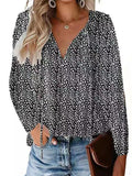 Chicmy- Loose Casual Ditsy Floral V Neck Blouse