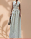 Chicmy-Modest Slimming Sleeveless Long dress With Zip At Front