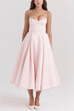 Chicmy-new fashion trend Fairytale Vibe Satin Patchwork Tulle Sweetheart Neck Pocket Stretch Midi Dress