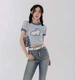 Chicmy-2026 Fall Outfits Christmas Thanksgiving Gift New Year's Eve Outfits nye Outfits RTK (W) No. 3236 SKY BLUE KNIT CROP TOP