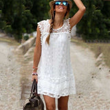 Chicmy-Boho White Sheer Lace Dress Summer Sundress