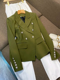 Chicmy-nye outfits women casual outfits 'Leosoxs' Green & Yellow Blazer