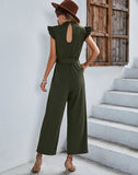 CHICMY- High Stretch Sleeveless Ruffle Wide Leg Jumpsuit Summer Jumpsuits Outfits