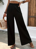 Chicmy- Loose Plain Casual Drawstring Pants