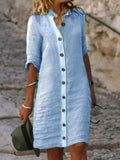 Chicmy- Plain Cotton Casual Dress